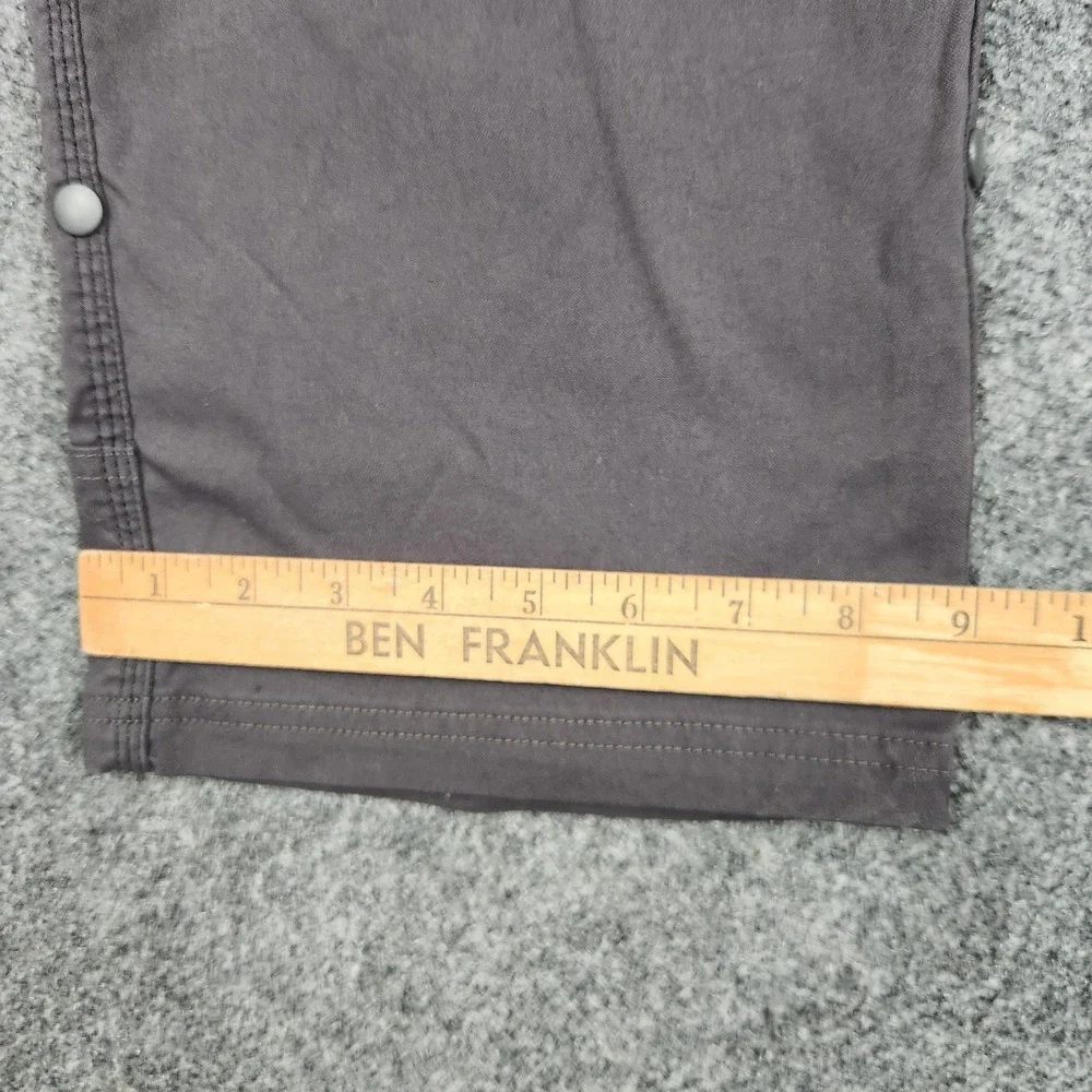 Prana Stretch Zion Pants Mens 35‎ Gray Hiking Outdoor Cargo Nylon Snap Hem Trail